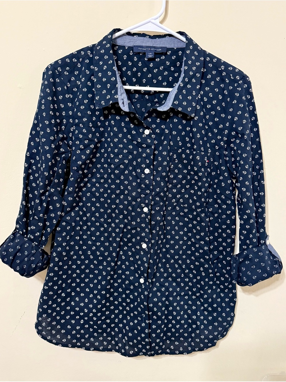 Tommy Hilfiger Women’s Navy Shirt with White Anchor Motif